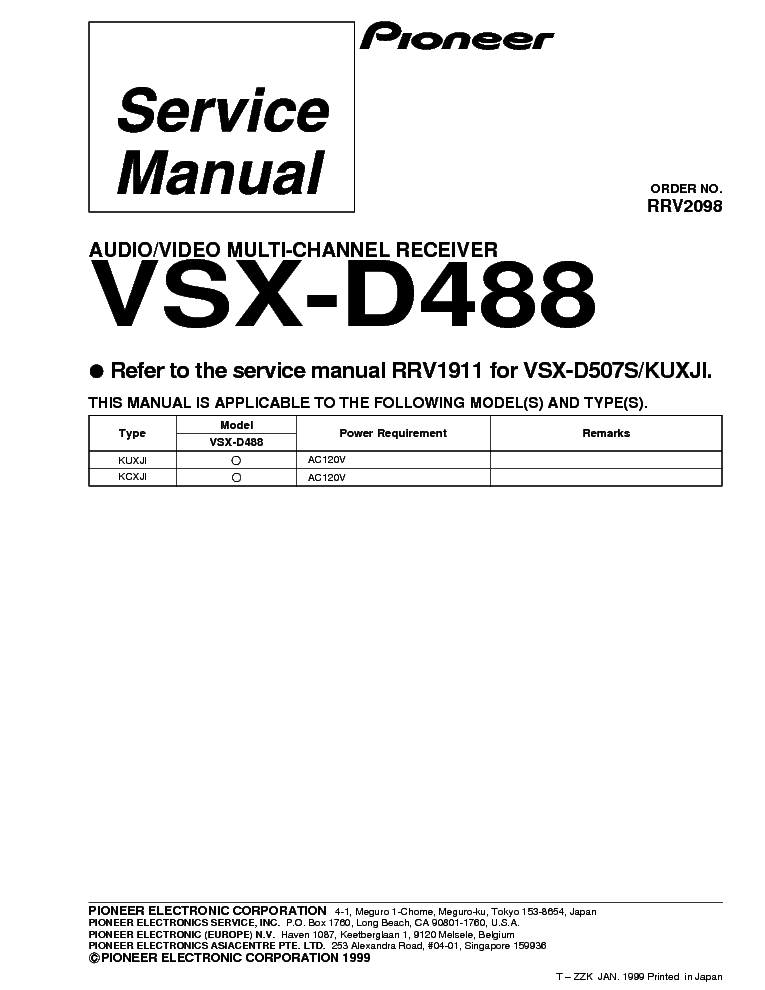 pioneer vsx d466s manual